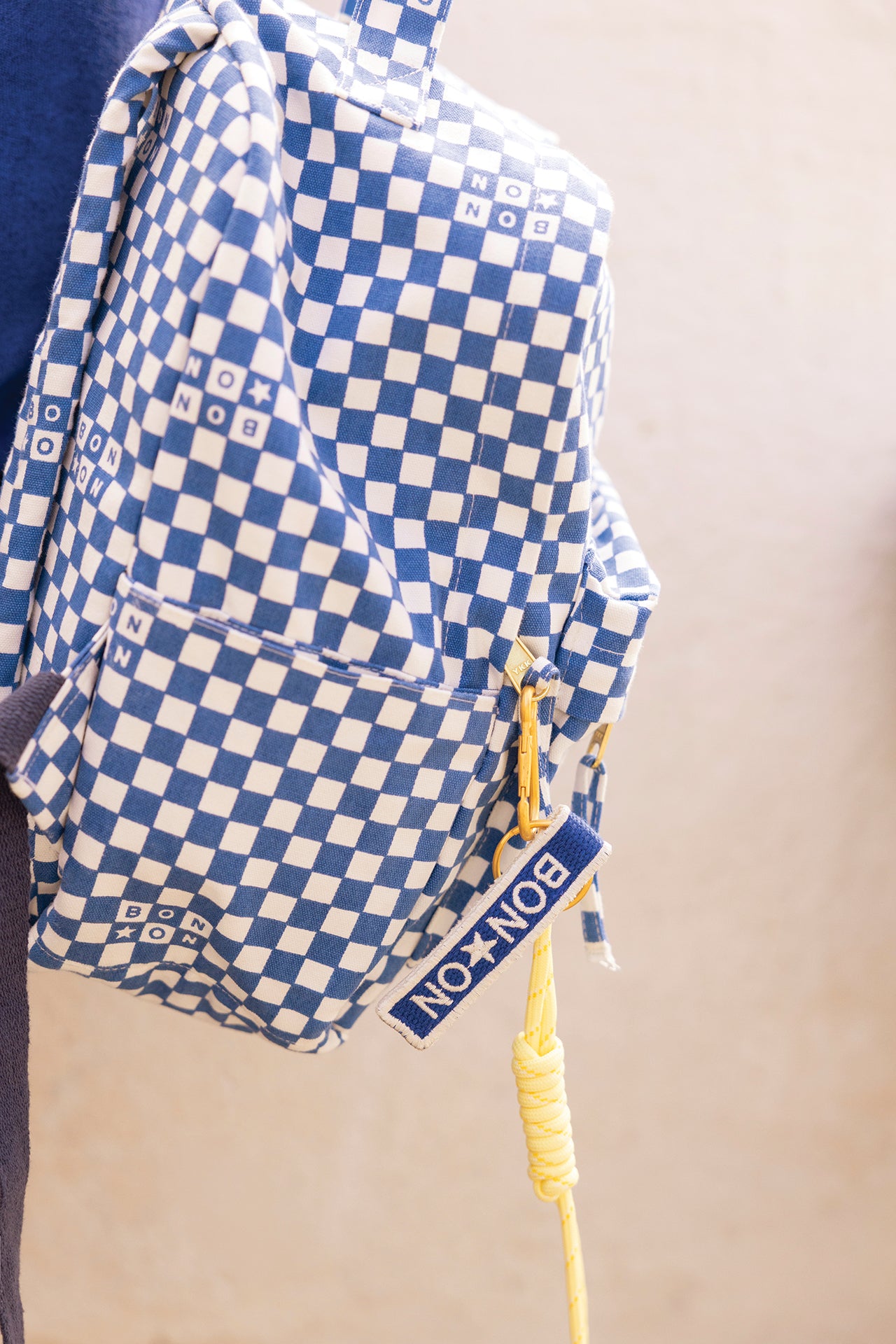 bonton-beth-sac-dos-damier-bleu-coton image 4
